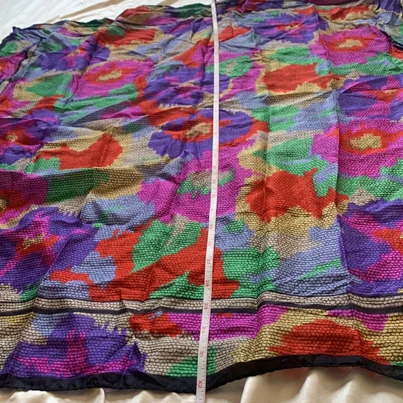 Vintage Axcess Silk Square Scarf | Floral Silk Scarf | Flower Silk Scarf - Picture 4 of 8